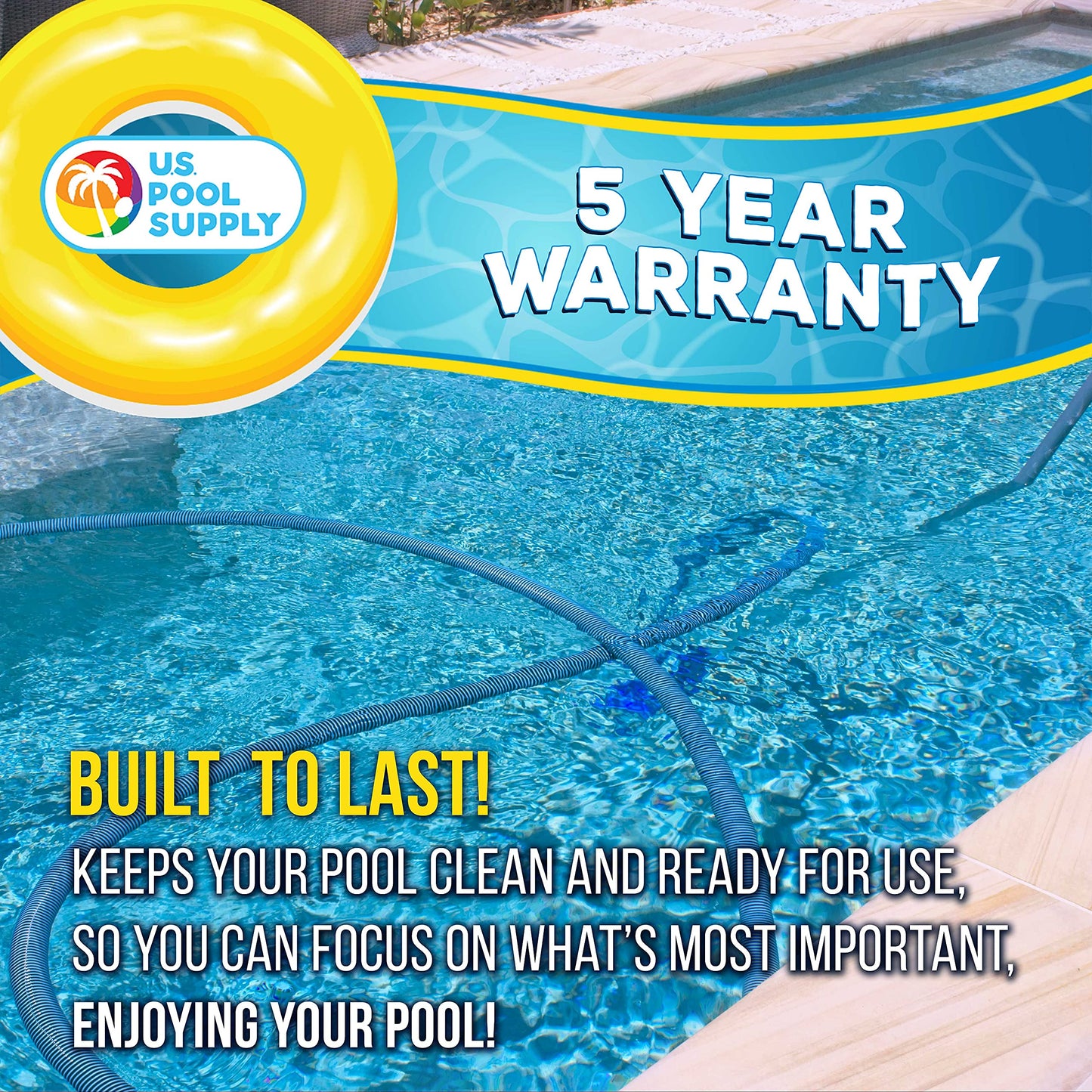 U.S. Pool Supply Pool Vacuum Hose - 1-1/2" x 36' Professional Heavy Duty Pool Hose for Inground, Spiral Wound with Kink-Free Swivel Cuff - Connect to Vacuum Heads, Skimmer, Cleaner, Filter Pump Inlet