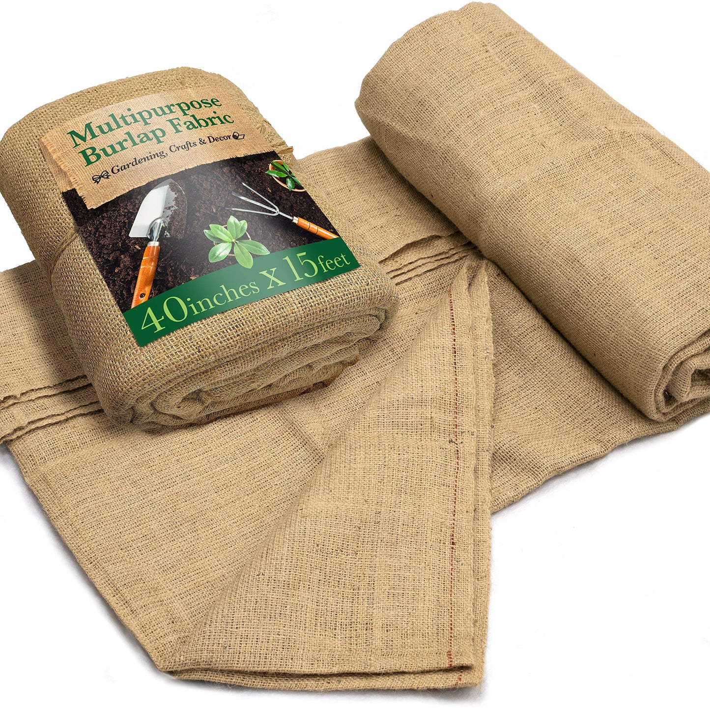Burloptuous 40" x15 Feet Gardening Burlap Roll - Multipurpose Natural Burlap Fabric, High Density Jute Fiber Material for Decorations, Center Pieces for Home, Rustic Party DÃ©cor