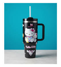 Damao Black Hello Kitty Stanley Style 40oz Tumbler with Handle & Straw