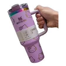 Stanley-Style Hello Kitty Purple Tumbler with Handle – Large Capacity Travel Mug