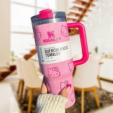 KT Pink Stanley x Hello Kitty Quencher H2.0 FlowState Tumbler – Limited Edition Insulated Travel Mug with Handle & Straw
